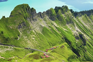 Opportunity Prints: Brienz Rothorn train and Lake Brienz, Brienz, Bernese Oberland, Switzerland