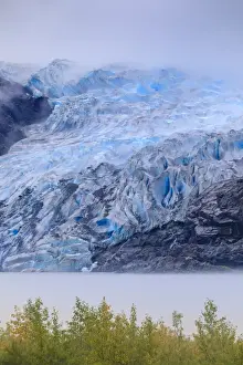 Meteorological Prints: Bright blue ice of Mendenhall Glacier flowing from Juneau Ice Field