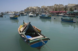 Images Dated 7th June 2008: Brightly coloured fishing boats called Luzzus at the fishing village of Marsaxlokk