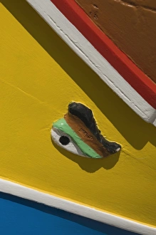 Images Dated 7th June 2008: Brightly coloured fishing boats called Luzzus with the eye of Osiris to ward off evil at Marsaxlokk