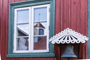 Sisimiut Prints: Brightly painted house reflected in window in Sisimiut
