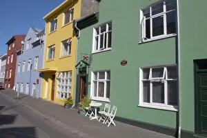 Brightly painted houses in the streets of old Reykjavik, Iceland, Polar Regions