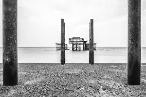 Monochrome Prints: Brighton Pier, Brighton and Hove, East Sussex, England, United Kingdom, Europe