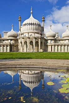 Brighton Royal Pavilion with reflection, Brighton, East Sussex, England, United Kingdom, Europe