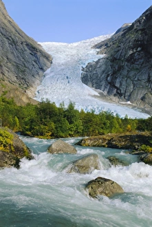 Glaciology Prints: Briksdalbreen Glacier near Olden