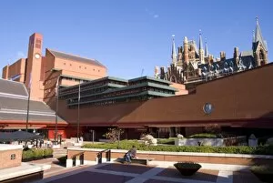 Libraries Collection: British Library and St. Pancras station beyond, London, England, United Kingdom, Europe