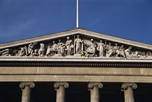 British Museum Prints: Detail from the British Museum facade, London, England, United Kingdom, Europe