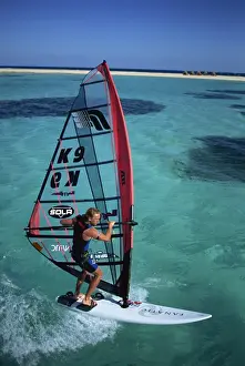 Young Man Prints: British Windsurfing Champion Guy Cribb in calm waters of the Red Sea, Egypt