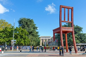 Chair Prints: Broken Chair, Memorial to the Victims of Landmines, Place des Nations, Geneva, Switzerland