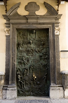 Doors Prints: Bronze door of the Cathedral of Saint Nicholas, Ljubljana, Slovenia, Europe