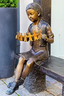 Children Prints: Bronze Sculpture of Girl with Cut Out, Vilnius, Lithuania