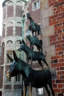 Stack Prints: Bronze statue of Town Musicians of Bremen, Bremen, Germany, Europe