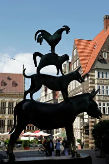 Stack Prints: Bronze statue of Town Musicians of Bremen, Bremen, Germany, Europe