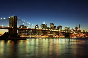 Support Prints: Brooklyn Bridge and Manhattan skyline at dusk