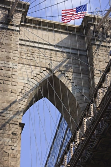 Flag Prints: Brooklyn Bridge, New York City, New York, United States of America, North America