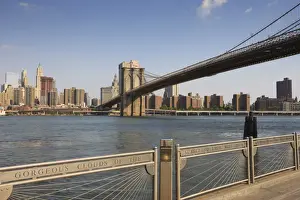 East River Prints: Brooklyn Bridge spanning the East River from Fulton Ferry Landing, Brooklyn