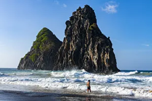 Two Brothers rocks on Cacimba do Padre beach, Fernando de Noronha, UNESCO World Heritage Site, Brazil, South America