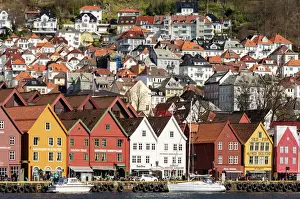 Homes Prints: Bryggen old town waterfront, UNESCO World Heritage Site, Bergen, Norway, Scandinavia