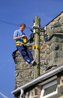 One Man Only Prints: BT engineer testing lines, United Kingdom, Europe