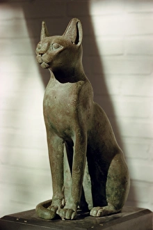 Goddesses Prints: Bubastis (Bastat), the Goddess of Joy, in bronze, Cairo Museum, Cairo, Egypt