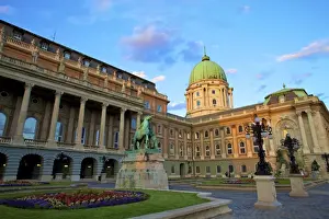 Plinth Prints: Buda Castle with statue of Horseherd