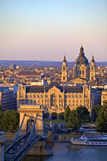 Chain Bridge Prints: Budapest skyline, Budapest, Hungary, Europe