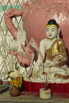 Burma Prints: Buddha figurine, Kyaikthanlan Pagoda, Mawlamyine, Myanmar (Burma), Asia
