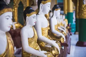 6th Century Prints: Buddha images at Shwedagon Pagoda (Shwedagon Zedi Daw) (Golden Pagoda), Yangon (Rangoon)