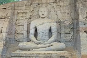Antiquities Gallery: Buddha in meditation, Gal Vihara Rock Temple, Polonnaruwa, Sri Lanka, Asia