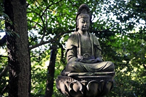 Typically Asian Prints: Buddha in the Sankeien Garden, Yokohama, Tokyo, Japan, Asia