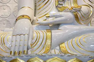Seine Et Marne Prints: Detail of Buddha sitting in bhumisparsha-mudra posture (calling the earth to witness)