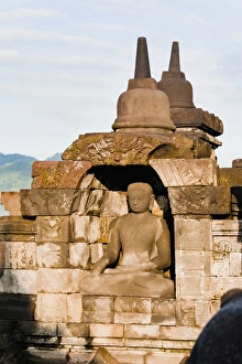 Traditionally Indonesian Prints: Buddha statue, Borobudur Temple