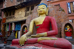 Religious Icon Prints: Buddha Statue, Swayambhunath (Monkey Temple)
