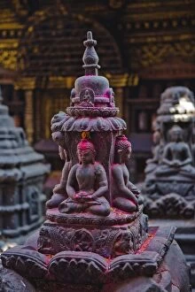 Buddha statue at Swayambunath temple, UNESCO World Heritage Site, Kathmandu, Nepal, Asia