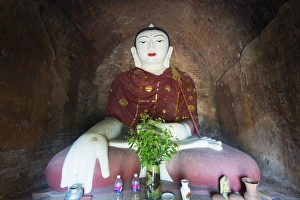 Bagan Prints: Buddha statue in temple, Bagan (Pagan), Myanmar (Burma), Asia