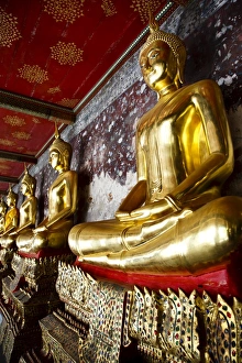 Bangkok Prints: Buddha statues surrounding Wat Suthat, Bangkok, Thailand, Southeast Asia, Asia