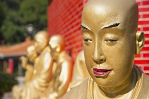 Gold Colour Prints: Buddha statues at Ten Thousand Buddhas Monastery, Shatin, New Territories, Hong Kong