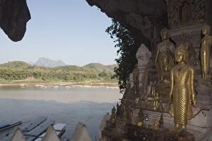 Images Dated 5th January 2008: Buddhas in Pak Ou caves, Mekong River near Luang Prabang, Laos, Indochina