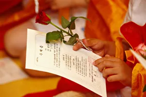 Korean Prints: Buddhist ceremony for children and beginners, Seoul, South Korea, Asia
