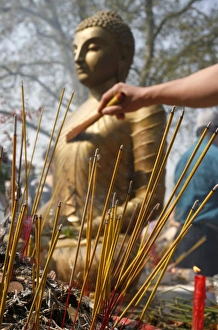 Images Dated 15th April 2007: Buddhist ceremony at the Vincennes Buddhist Pagoda, Paris, France, Europe