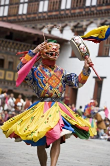 Buddhist festival (Tsechu), Trashi Chhoe Dzong, Thimphu, Bhutan, Asia
