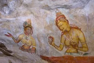 Images Dated 27th December 2009: Buddhist frescoes in cave gallery part way up Lion Rock, Sigiriya, UNESCO World Heritage Site