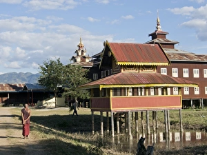 Shan State Prints: Buddhist monastery on Inle Lake, Shan State, Myanmar (Burma), Asia