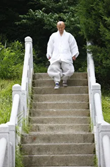 Seoul Prints: Buddhist monk, Bongeunsa temple, Seoul, South Korea, Asia