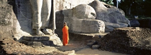 Sinelese Prints: Buddhist monk at the Gal Vihara