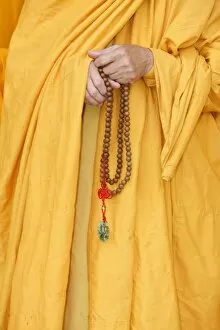 Images Dated 10th October 2009: Buddhist monk holding prayer beads, Thiais, Val de Marne, France, Europe