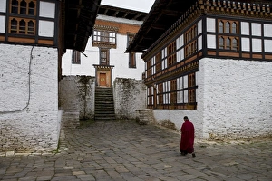 Bumthang Prints: Buddhist monk in monastery, Bumthang, Bhutan, Asia