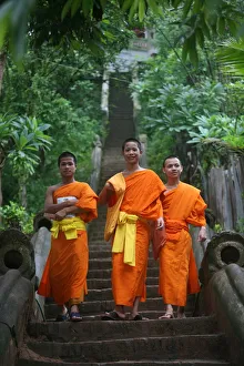 Laos Prints: Buddhist monks, Luang Prabang, Laos, Indochina, Southeast Asia, Asia