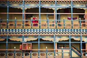 Images Dated 24th March 2010: Buddhist monks at Rinpung Dzong, Paro District, Bhutan, Asia