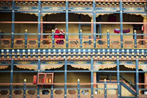 Bhutan Prints: Buddhist monks at Rinpung Dzong, Paro District, Bhutan, Asia